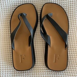 Flattered flip flop sandals